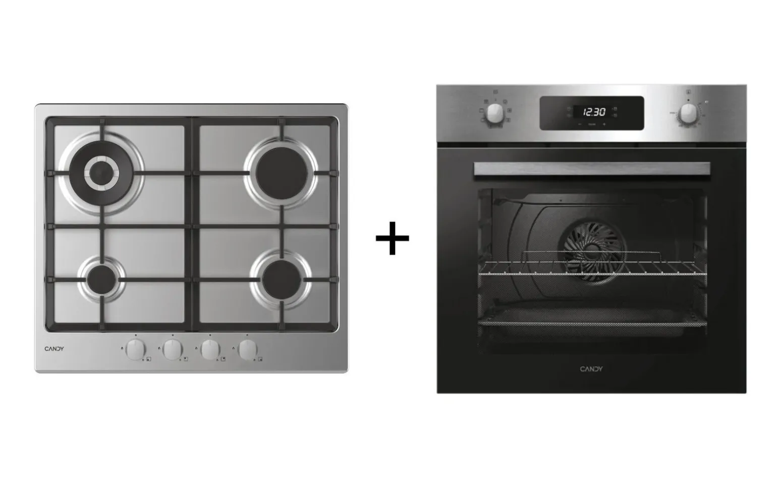 Duetto 60cm Gas Ghisa + Forno Inox Candy