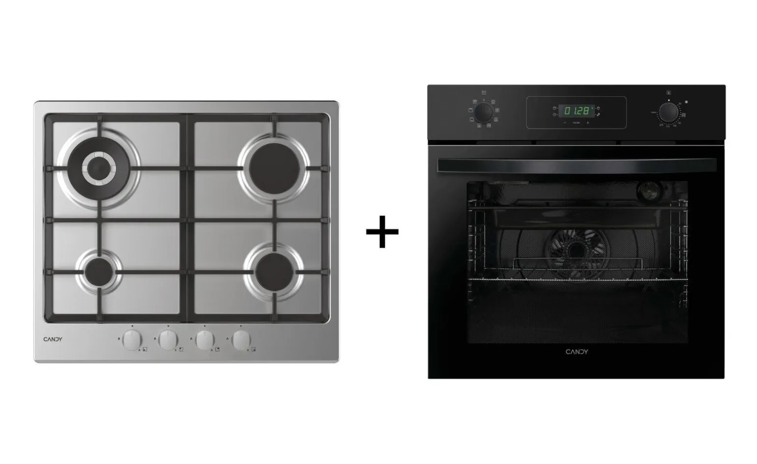 Duetto 60cm Gas Ghisa + Forno Nero Candy