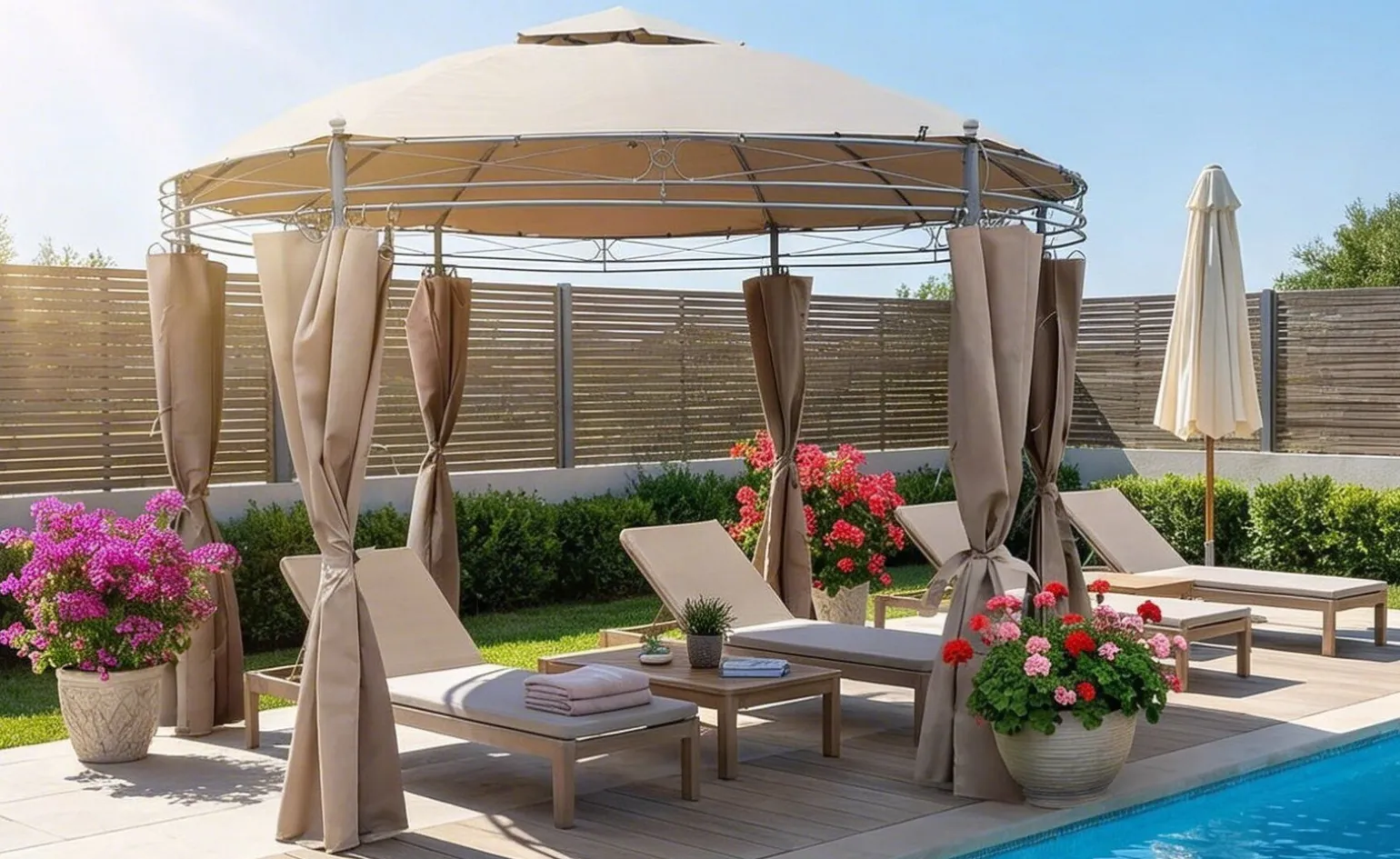 Duna gazebo tortora con teli laterali Ø300 cm