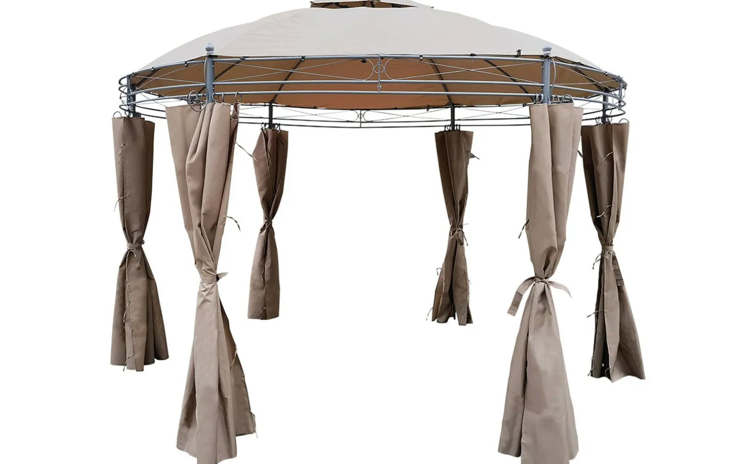 Duna gazebo tortora con teli laterali Ø300 cm