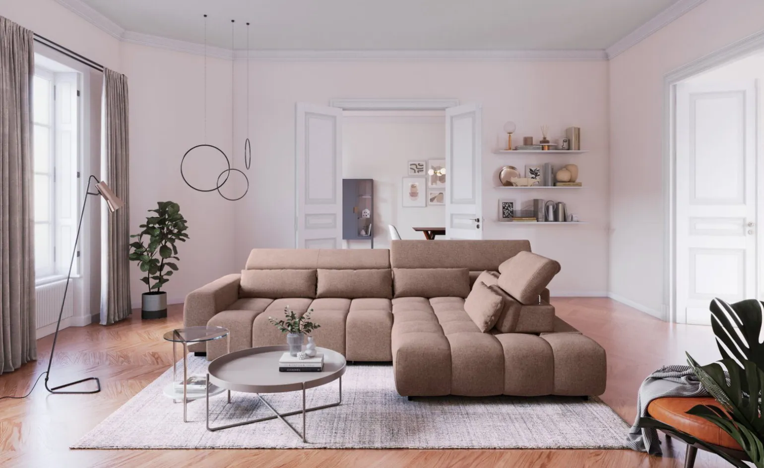 Edra divano angolare relax colore cipria