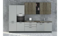 Ego cucina 330 cm colore antracite, grigio sabbia e quercia tartufo