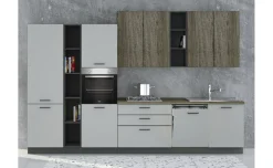 Ego cucina 360 cm colore antracite, grigio sabbia e quercia tartufo