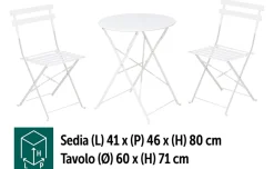 Evan Set tavolino rotondo e 2 sedie, bianco
