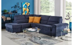 Faenza divano letto angolare in tessuto blu
