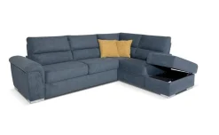 Faenza divano letto angolare in tessuto blu