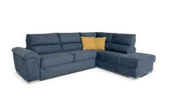Faenza divano letto angolare in tessuto blu