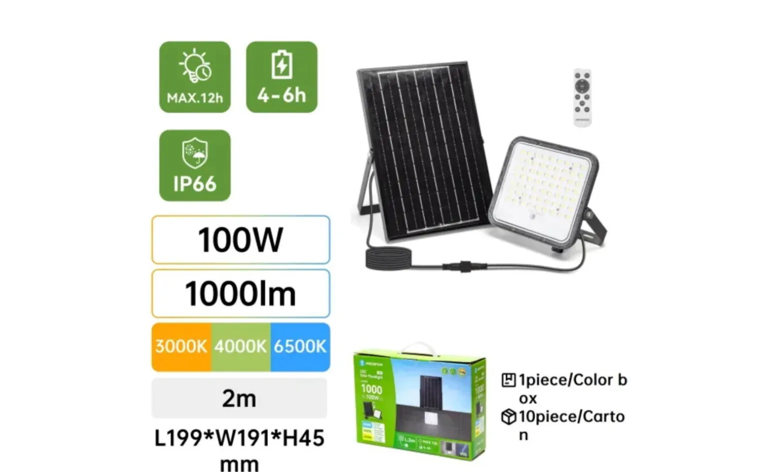 Faro LED da esterno solare 100 W