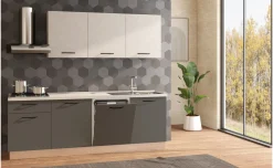 Fast Cucina completa L240 cm con piano cottura a gas e lavastoviglie, disponibile in vari colori