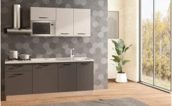 Fast Cucina completa L210 cm con piano cottura a gas e microonde, disponibile in vari colori