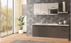 Fast Cucina completa L210 cm con piano cottura a gas e microonde, disponibile in vari colori