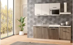 Fast Cucina completa L210 cm con piano cottura a gas, lavastoviglie e microonde, disponibile in vari colori