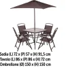 Friends Set tavolo, 4 sedie e ombrellone, grigio