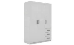Full 2.0 armadio 3 ante battenti e 3 cassetti bianco lucido