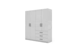 Full 2.0 armadio 4 ante battenti e 3 cassetti bianco lucido