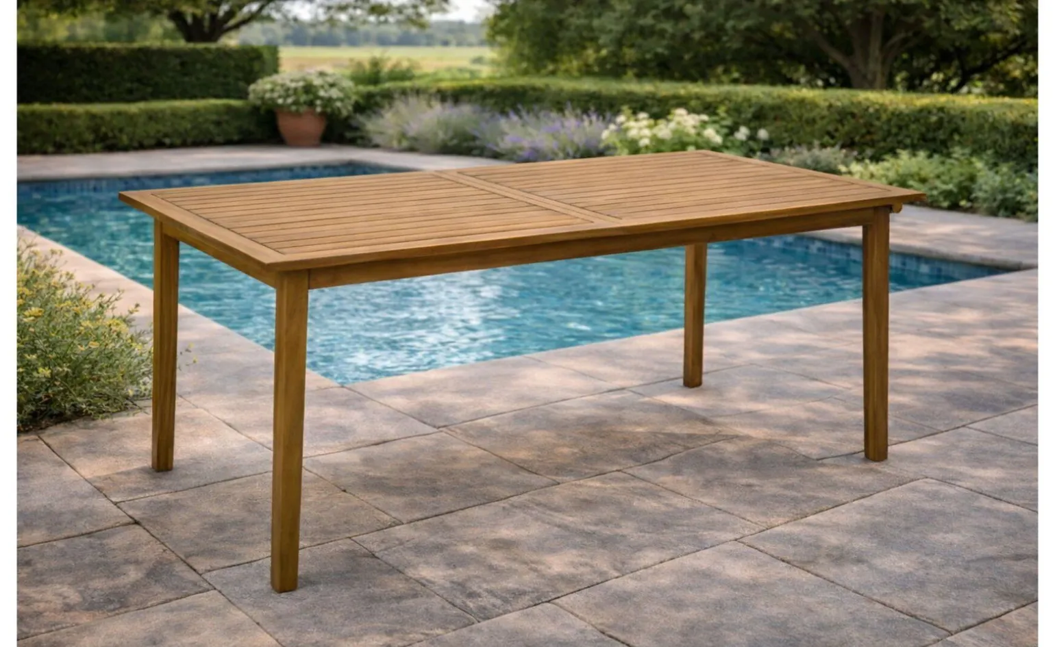 Funny tavolo allungabile in legno di acacia color Teak