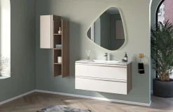 Gaia mobile bagno 100 cm con lavabo, libreria, pensile e specchiera LED