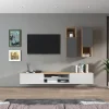 Garda parete soggiorno 2 pensili vetro rovere wotan/bianco laccato/antracite L210 cm