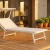 Gardenia lettino con parasole mare bianco 189x61x36 cm