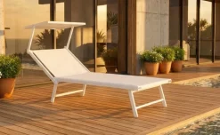 Gardenia lettino con parasole mare bianco 189x61x36 cm