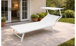 Gardenia lettino con parasole mare bianco 189x61x36 cm