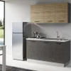 Gilda cucina 150 cm colore cemento scuro e rovere cadiz