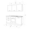 Gilda cucina  180 cm colore cemento scuro e rovere cadiz