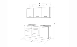 Gilda cucina  180 cm colore cemento scuro e rovere cadiz