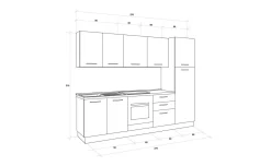 Gilda cucina 270 cm colore cemento scuro e rovere cadiz
