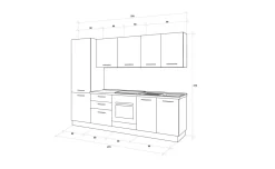 Gilda cucina 270 cm colore cemento scuro e rovere cadiz