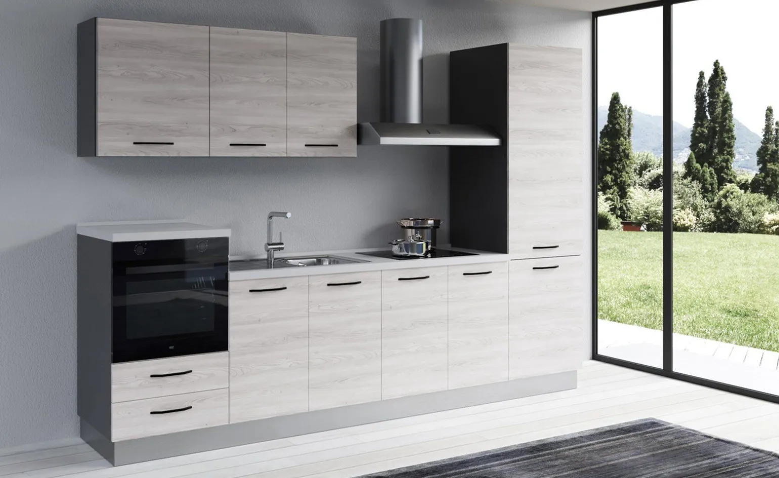 Gilda 2.0 cucina 300 cm colore frassino ghiaccio