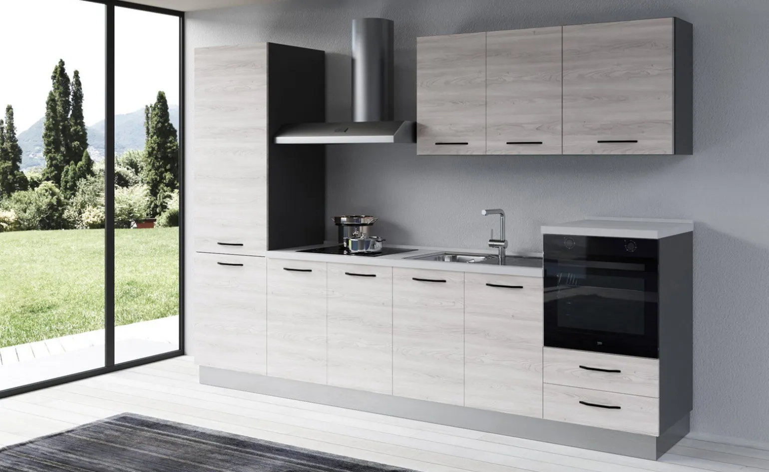 Gilda 2.0 cucina 300 cm colore frassino ghiaccio