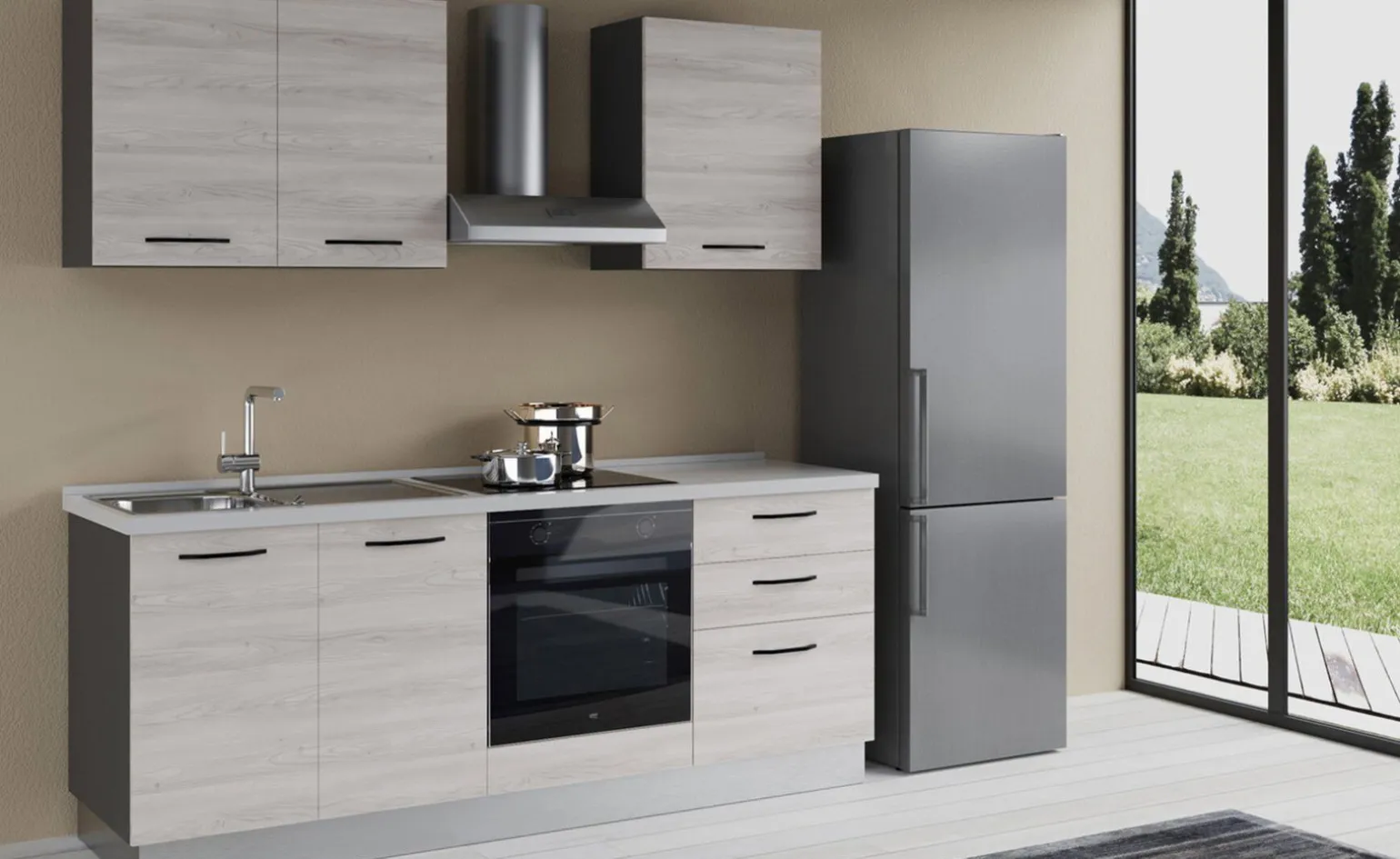 Gilda 2.0 cucina 270 cm colore frassino ghiaccio
