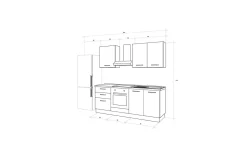 Gilda 2.0 cucina 270 cm colore frassino ghiaccio e light grey