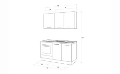 Gilda cucina 150 cm colore frassino ghiaccio e light grey