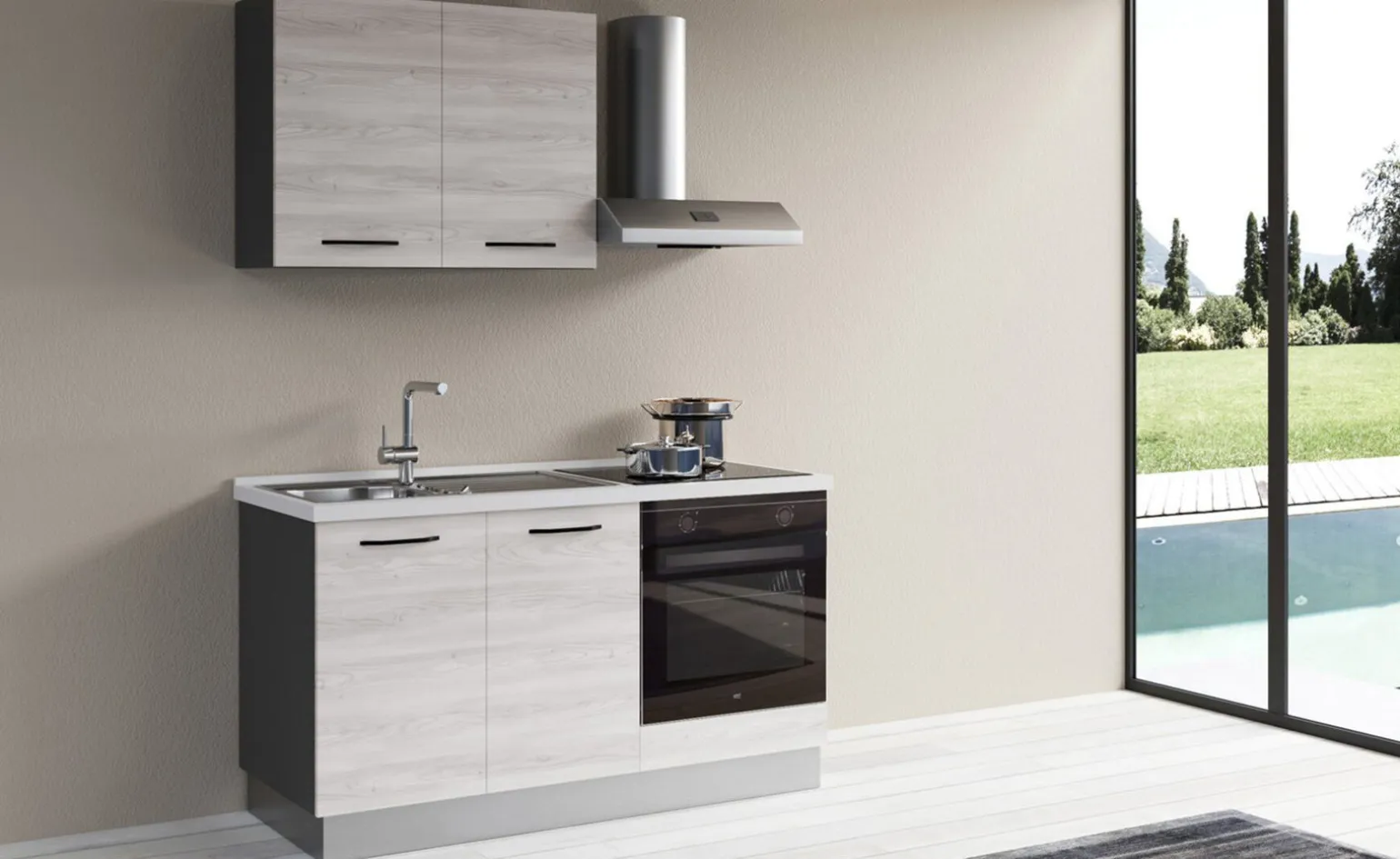 Gilda cucina 150 cm colore frassino ghiaccio