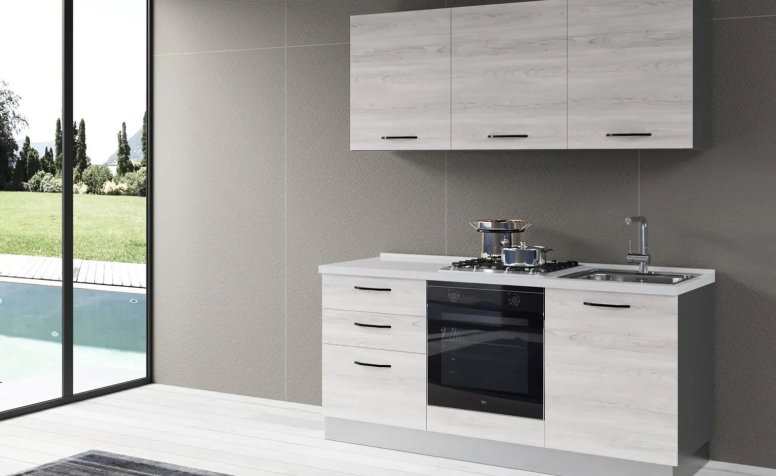 Gilda cucina 180 cm colore frassino ghiaccio