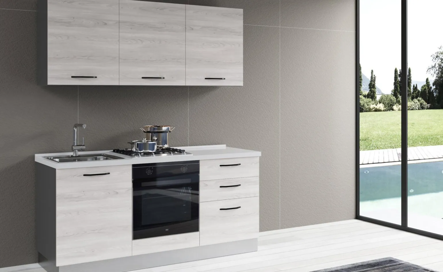 Gilda cucina 180 cm colore frassino ghiaccio