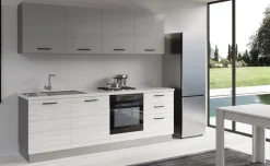 Gilda cucina 240 cm colore frassino ghiaccio e light grey