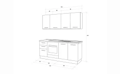 Gilda cucina 195 cm colore frassino ghiaccio e light grey