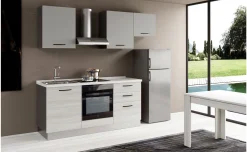 Gilda 2.0 cucina 240 cm colore frassino ghiaccio e light grey