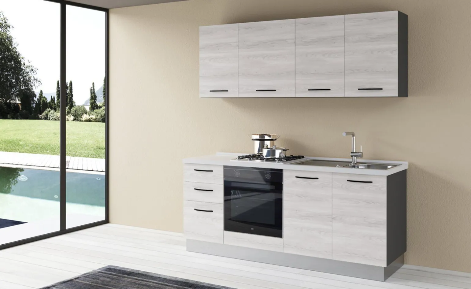 Gilda cucina 195 cm colore frassino ghiaccio
