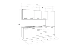 Gilda cucina 270 cm colore frassino ghiaccio e light grey