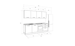Gilda cucina 300 cm colore frassino ghiaccio e light grey