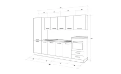 Gilda cucina 300 cm colore frassino ghiaccio e light grey
