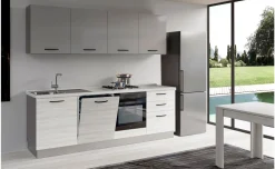 Gilda cucina 300 cm colore frassino ghiaccio e light grey