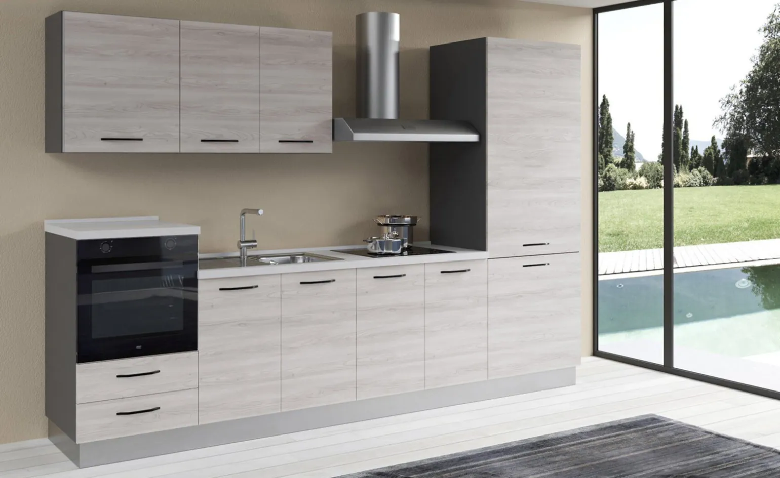 Gilda 2.0 cucina 315 cm colore frassino ghiaccio