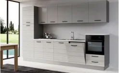 Gilda cucina 330 cm colore frassino ghiaccio e light grey