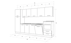 Gilda cucina 330 cm colore frassino ghiaccio e light grey