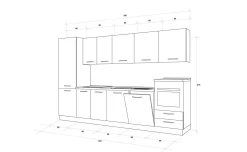 Gilda cucina 330 cm colore frassino ghiaccio e light grey